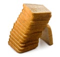 Image of heap of bread on a white background