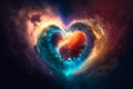 An image of heart shaped nebula in space. Generative AI Royalty Free Stock Photo
