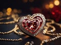 An image of a heart-shaped piece of jewelry symbolizing love.