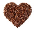 Image of heart shaped roasted coffee beans isolated on white Royalty Free Stock Photo