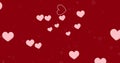 Image of hearts floating over red background Royalty Free Stock Photo