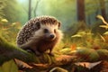 Image of a hedgehog in the forest, Wildlife Animals., Generative AI, Illustration