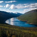 Hi-Res panorama landscape of remote mining towns Labrador City and Wabush in the boreal forest taiga of Royalty Free Stock Photo