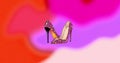 Image of high heels with leopard print on colourful background Royalty Free Stock Photo