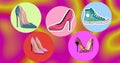 Image of high heels and sneakers on colourful background Royalty Free Stock Photo