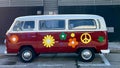 Image of a hippie van. Flower power