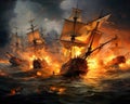 The Historical pnting of Sea battle took place in the late 18th and early 19th century.