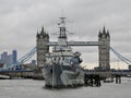 HMS Belfast and Tower Bridge Royalty Free Stock Photo