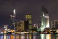 City Scene with Modern Buildings in Ho Chi Minh City's Central Business District, Vietnam by Night Royalty Free Stock Photo