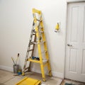 Home Improvement ladder paint can and paint roller