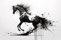 Image of a horse drawing using a brush and black ink on white background. Wildlife Animals. Illustration, generative AI Royalty Free Stock Photo