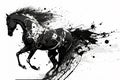 Image of a horse drawing using a brush and black ink on white background. Wildlife Animals. Illustration, generative AI Royalty Free Stock Photo