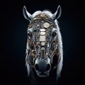 Image of horse face made with electronic components on clean background. Wildlife Animals. Illustration, Generative AI