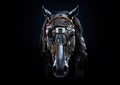 Image of horse face made with electronic components on clean background. Wildlife Animals. Illustration, Generative AI