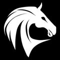 a horse head on a black background