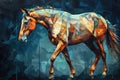 Image of a horse painting in cubism art style. Wildlife Animals. Illustration. Generative AI