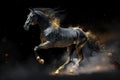Image of horse is running on black background. Wildlife Animals. Illustration. Generative AI Royalty Free Stock Photo