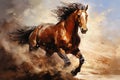 Image of horse running, Wildlife Animals., Generative AI, Illustration Royalty Free Stock Photo