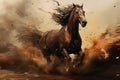 Image of horse running, Wildlife Animals., Generative AI, Illustration Royalty Free Stock Photo