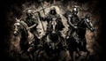 Image of the Horsemen of the Apocalypse, Christian symbols representing death, war, famine and pestilence. Iconic and evocative,