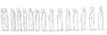 Image of a huge crowd of people on a white background, all outlined in black lines Royalty Free Stock Photo