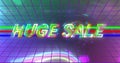 Image of huge sale text banner over neon tunnel in seamless pattern Royalty Free Stock Photo