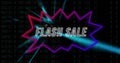 Image of huge sale text over neon pattern Royalty Free Stock Photo