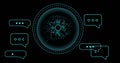 Image of human brain and ai data processing over black background Royalty Free Stock Photo