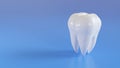 Image human tooth prosthesis on blue background. 3D Illustration.