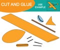 Image of hydroplane air transport. Cut and glue paste. Educational game for children