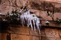 Icicles hanging from the facade Royalty Free Stock Photo