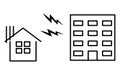 Image icon of a house suffering from noise damage from neighboring houses