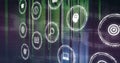 Image of icons and data processing with connections over computer server Royalty Free Stock Photo