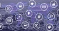 Image of icons and data processing over cityscape Royalty Free Stock Photo