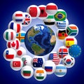 Image of icons flags of different countries around the globe Royalty Free Stock Photo