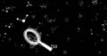 Image of icons over molecules on black background Royalty Free Stock Photo