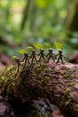 A Unique Gathering of Small People on a Log Demonstrating Cooperation in a Charitable Environment Royalty Free Stock Photo