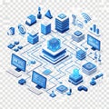 Modern interconnected network of digital and cloud computing infrastructure Royalty Free Stock Photo