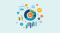 This image illustrates data analysis and insights with charts graphs and checkmarks symbolizing data collection analysis and