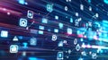 Digital transformation technology strategy showcasing interconnected IoT icons and vibrant data streams, emphasizing innovation Royalty Free Stock Photo