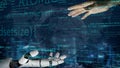 Futuristic Interaction Between Human Hand and Robotic Arm Representing Artificial Intelligence and Technology Royalty Free Stock Photo