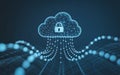 Secure cloud computing with padlock icon and data protection network - cybersecurity and digital information safety concept with Royalty Free Stock Photo