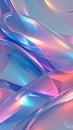 Fluid curves and waves in a holographic pastel dreamscape. AI generated