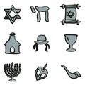 Judaism Icons Freehand 2 Color