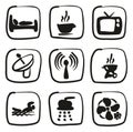 Motel Or Hotel Icons Freehand Fill Royalty Free Stock Photo