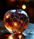 A crystal apple glowing with an inner light, illustration Royalty Free Stock Photo