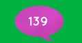Image of increasing numbers inside a purple speech balloon on a green background 4k