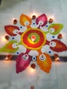 Image of an indian rangoli made on diwali