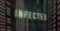 Image of infected text and data processing over computer servers