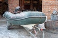 image of inflatable motorboat on trailer rear view Royalty Free Stock Photo